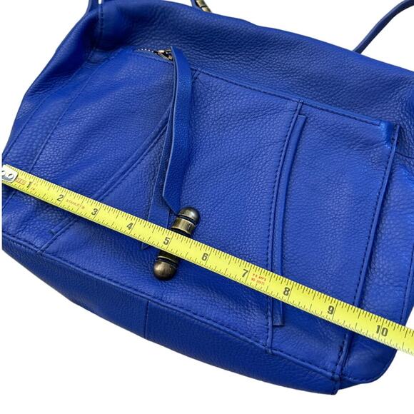 Kelsi Dagger Royal Blue Pebble Leather, Gold Studded Shoulder Crossbody Bag - Picture 4 of 14